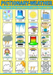 English Worksheet: Weather Pictionary