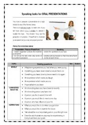 English Worksheet: Speaking Tasks