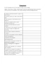 English Worksheet: Computers