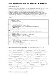 English Worksheet: The time: prepositions
