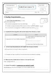 English Worksheet: End of term test n 2