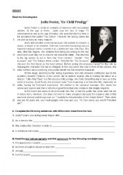 English Worksheet: Cinema and actors