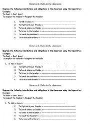English Worksheet: Classroom rules - imperative