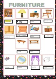 English Worksheet: furniture pictionary 