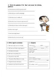 English Worksheet: Mr Bean Video act