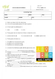 English Worksheet: listening UN Millenium Goals