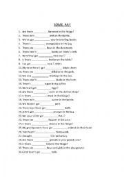 English Worksheet: some, any