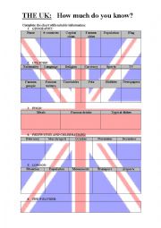 English Worksheet: How much do you know about the UK?