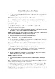 English Worksheet: Odds and Ends Quiz