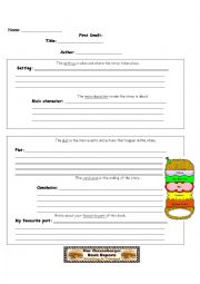 English Worksheet: cheeseburger bookreport 1st draft