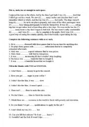 English Worksheet: So, such, too, enough
