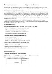 English Worksheet: second term exam.