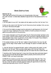 English Worksheet: Contractions Game Instructions and Teacher Score Card