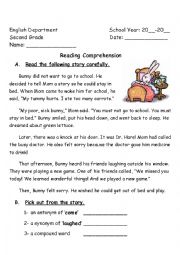 English Worksheet: reading comprehension