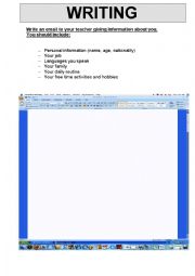 English Worksheet: WRITING ACTIVITY