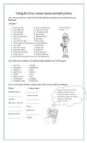 English Worksheet: common human diseases and health problems