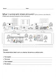 English Worksheet: Jobs and Buildings.. mistakes!!