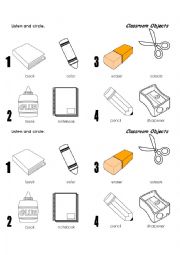 English Worksheet: Classroom objects