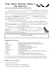 English Worksheet: High heel shorten women