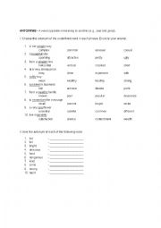 English Worksheet: antonyms