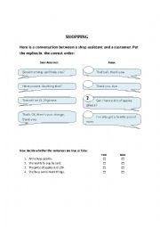 English Worksheet: shopping