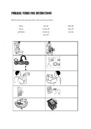 English Worksheet: Phrasal verbs for instructions