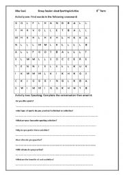 English Worksheet: Group Session about sporting activities