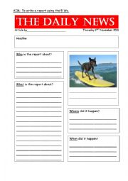 English Worksheet: Newspaper Report Template