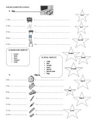 English Worksheet: Colors and School Objects