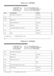 English Worksheet: Whats on TV ? 1/3