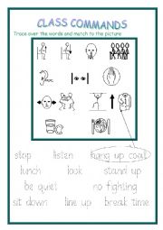 English Worksheet: Class Commands