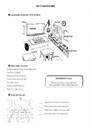 English Worksheet: The clasroom - There is/ There are