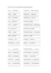English Worksheet: Verbs    to be, to have