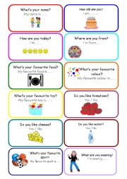 English Worksheet: Speaking cards