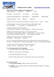 English Worksheet: Feeling nervous on a plane