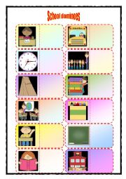 English Worksheet: School dominoes