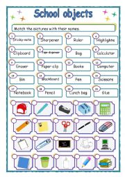 English Worksheet: School. Picture Dictionary 