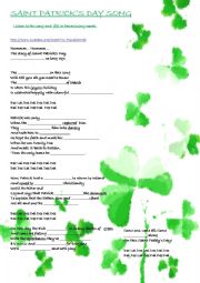 English Worksheet: Saint Patricks Day song