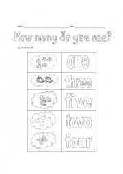 English Worksheet: Counting to five