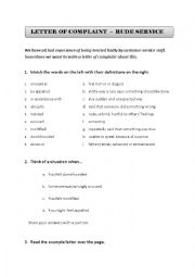 English Worksheet: Letter of complaint - Rude service