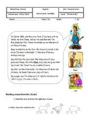 English Worksheet: test for 7th form 