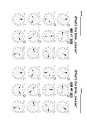 English Worksheet: Whats the time? am or pm