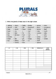 English Worksheet: Nouns: plurals, collectives and pair nouns
