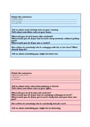 English Worksheet: Pre-intermediate revision grammar and speaking cards