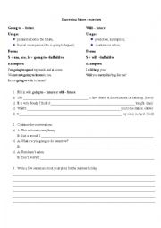 English Worksheet: expressin future