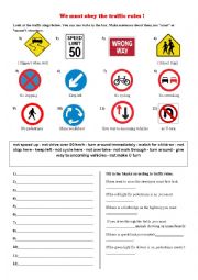 English Worksheet: we must obey the traffic rules