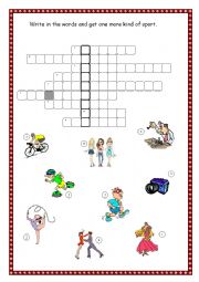 English Worksheet: Sports and hobbies crossword