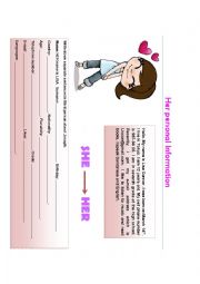 English Worksheet: Her personal information