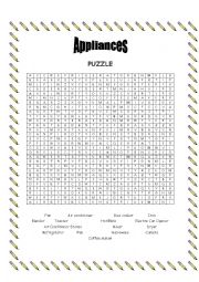English Worksheet: Appliance Puzzle