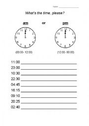 Whats the time?- am or pm (part 2)